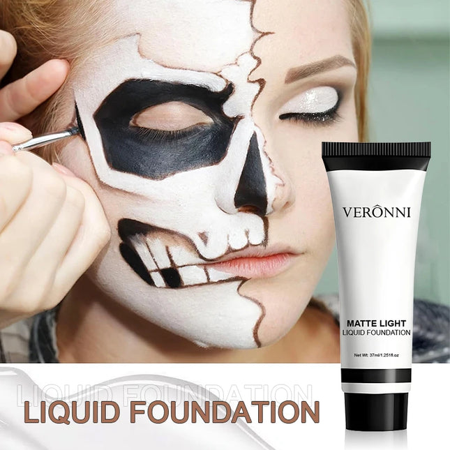 Professional White Face Foundation-Waterproof,Matte Finish,for Photography,Clown,Gothic Makeup,24H Wear,Natural Look Cosmetics by Gilded Grace