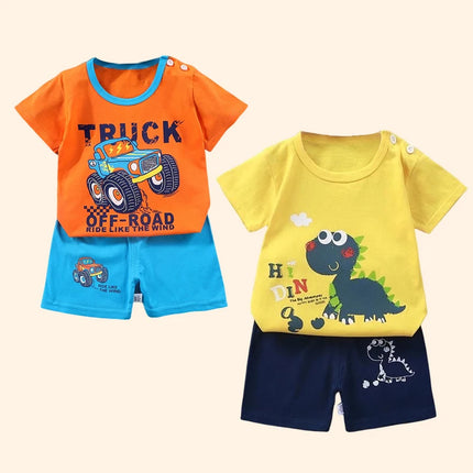 Fashion Kids Clothes Boys Girls Sets Top Shorts 2PCS 100% Cotton Soft Summer Children Baby Cloths T-shirt Shorts Toddler Suit by Gilded Grace