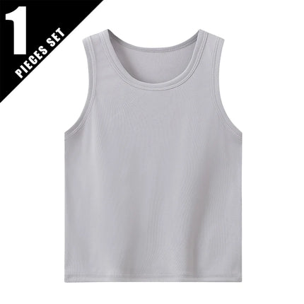 1/3/4 Pcs Children's Four Seasons Thin Solid Color Joker Vest Boy Loose And Comfortable Bottoming Shirt girl Sweet And Lovely T by Gilded Grace