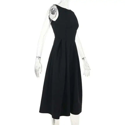 Townlike Pleated Waist Wrap A-line Dress Women Elegant Midi Long 2024 Summer Dress Backless Nightclub Sexy Party Dresses by Gilded Grace