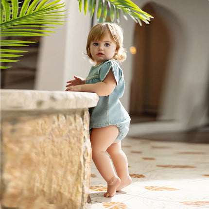 Ali Co SS26 Blue Denim collection Cotton boys girls outfits dress skirt shirt and overalls by Gilded Grace