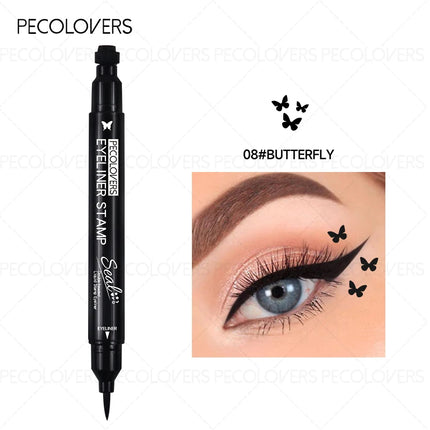 1PC 2-in-1 Waterproof Liquid Eyeliner-Quick Dry, Including Star/Love/Butterfly Patterns, Accurate Eye Makeup, Silky Application by Gilded Grace