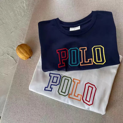 2025 Summer Kids Korean Style Simple 100% Cotton T Shirt for Children Trendy Letter Printed Tees Girls Daily Casual Sweatshirts by Gilded Grace