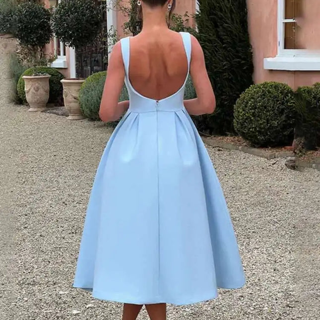 Townlike Pleated Waist Wrap A-line Dress Women Elegant Midi Long 2024 Summer Dress Backless Nightclub Sexy Party Dresses by Gilded Grace
