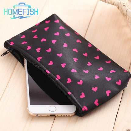 HOMEFISH Heart Pattern Zipper Makeup Bag Fashion Design Multi-Functional Bag Using As Cosmetic Pouch Or Travel Purse For Women by Gilded Grace