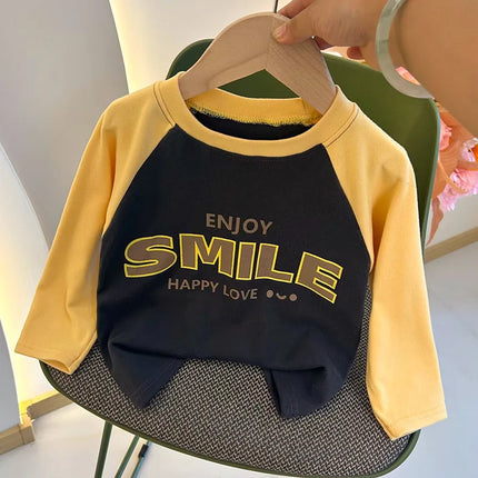 New Autumn Girls and Boys Long Sleeve T-shirt Base Shirt Letter Korean Style Children Clothing by Gilded Grace