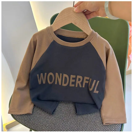 New Autumn Girls and Boys Long Sleeve T-shirt Base Shirt Letter Korean Style Children Clothing by Gilded Grace
