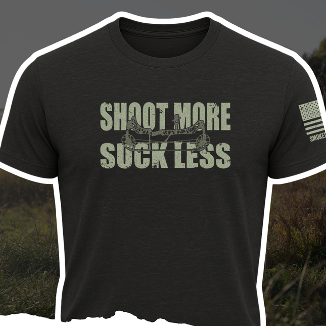 "Shoot More Suck Less" Tee by Bow Crew Apparel - Bow Hunting Lifestyle Apparel