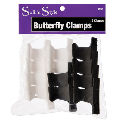 Soft 'N Style Butterfly 2" Clamps - Black and White by Beauty Supply 123 Outlet