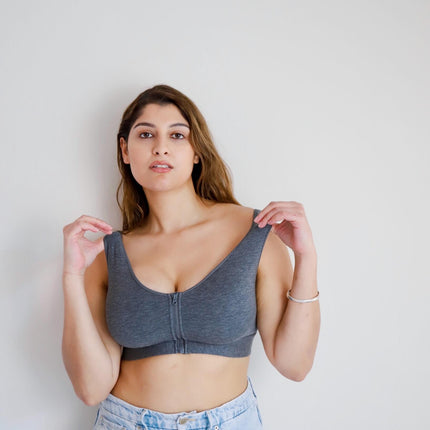 Wilderness Front‑Closure Cotton Bralette - Grey by Meadow