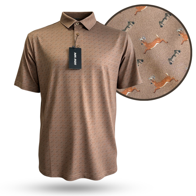 "Jumpin' Buck" Golf Polo by Bow Crew Apparel - Bow Hunting Lifestyle Apparel