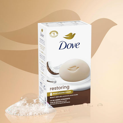 Dove Beauty Bar Soap with Restoring Coconut and Cocoa Butter, 6 Count, 3.75 Oz - Nourishing Formula for Revitalized Skin
