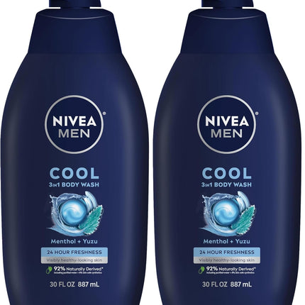 Cool Body Wash with Icy Menthol, 30 Fl Oz Pump Bottle (Pack of 2)