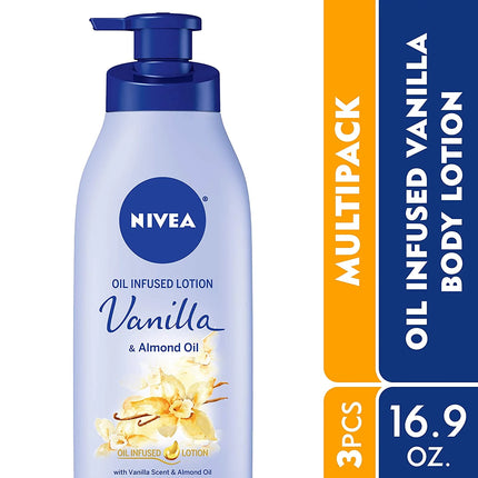 Oil Infused Body Lotion, Vanilla and Almond Oil 16.9 Oz (Pack of 2)