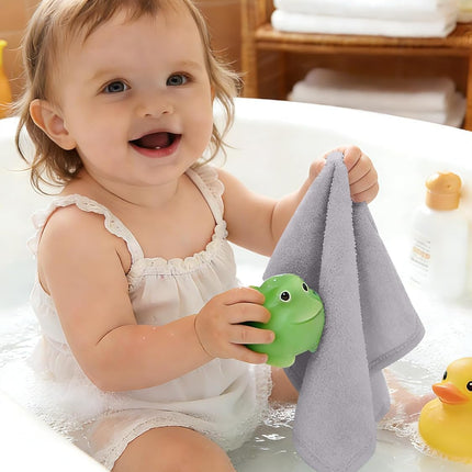 Baby Washcloths, Rayon Made from Bamboo - 2 Layer Ultra Soft Absorbent Newborn Bath Face Towel - Reusable Baby Wipes for Delicate Skin - Grey, 6 Pack