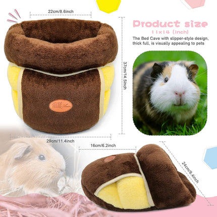 Cozy Fleece Guinea Pig Bed and Cuddle Cave - Warm Bedding Nest for Small Animals including Squirrels, Chinchillas, and Hedgehogs - Brown