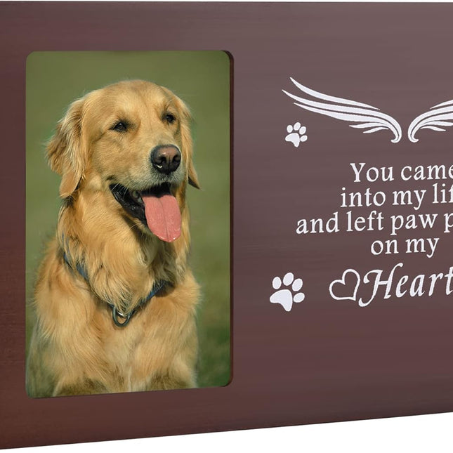 Pet Memorial Keepsake - Cat or Dog Urn with Photo Frame, Wooden Bamboo Urn for Memorial Gifts