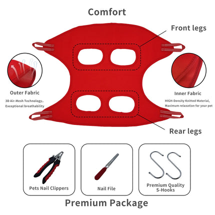Dog Grooming Hammock,Pet Grooming Harness for Cats and Dogs,4 in 1 Pet Grooming Helper Supplies Kit, Come with Nail Clippers/Trimmer, Nail File, Great for Pet Care at Home