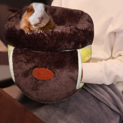 Cozy Fleece Guinea Pig Bed and Cuddle Cave - Warm Bedding Nest for Small Animals including Squirrels, Chinchillas, and Hedgehogs - Brown