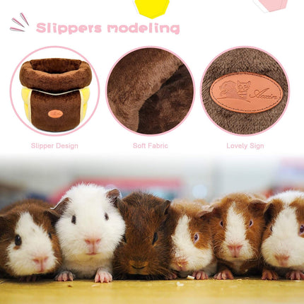 Cozy Fleece Guinea Pig Bed and Cuddle Cave - Warm Bedding Nest for Small Animals including Squirrels, Chinchillas, and Hedgehogs - Brown