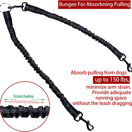 Double Dog Leash, 360° Swivel No Tangle Dog Walking Leash for 2 Dogs up to 200Lbs, Comfortable Adjustable Dual Padded Handles