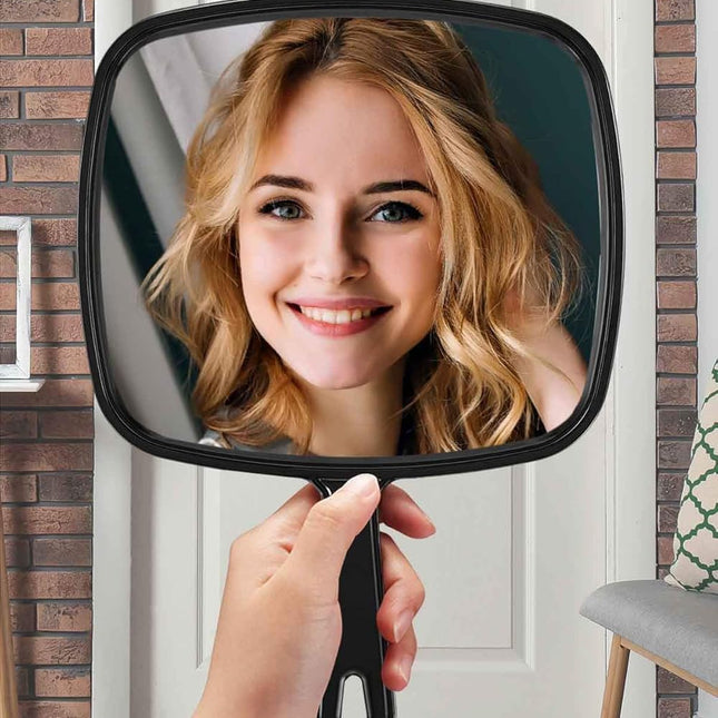 Hand Mirror, Extra Large Barber Hairdressing Handheld Mirror with Handle for Salon, Pack of 3