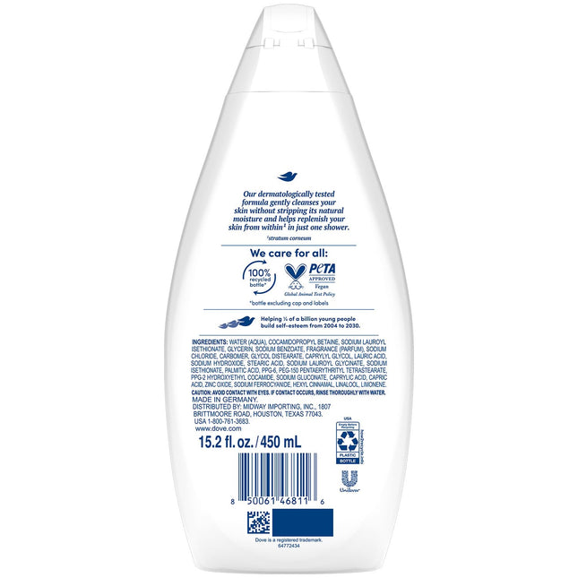 Dove Hydrating Body Wash 6-Pack – Moisturizing Cleanser for Smooth, Soft Skin, 15.22 Oz Each