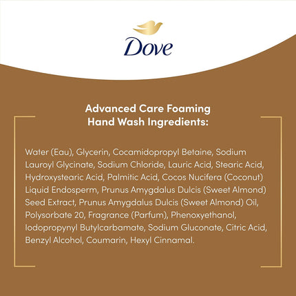 Dove Foaming Hand Wash with Coconut & Almond Milk, 10.1 Oz - Pack of 4, Superior Moisturization for Skin Protection Against Dryness