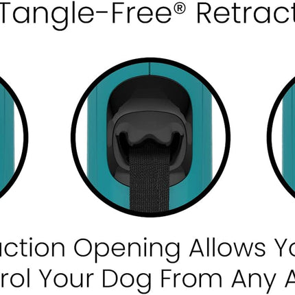Monochrome 360° Tangle-Free Retractable Dog Leash | 16 Ft Strong Nylon Tape (Small, Aqua)
