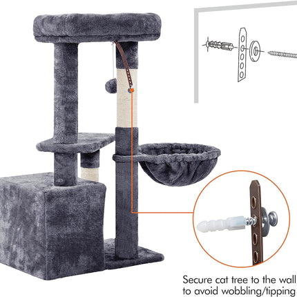 Cat Tree, 34In Cat Tower, Multi-Level Cat Condo with Extra Scratch Boards and Sisal Posts as Kitty Activity Center Pet Stand Tree for Indoor Kittens