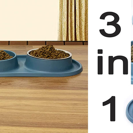 Dog Bowls Small Medium Sized Dog Food Bowl, Slow Feeder Dog Bowl Set, Stainless Steel Dog Bowls, Non-Skid Cat Dog Food and Water Bowls by  (Navy)