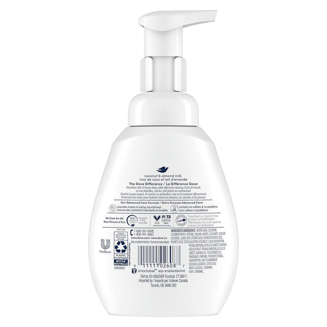 Dove Foaming Hand Wash with Coconut & Almond Milk, 10.1 Oz - Pack of 4, Superior Moisturization for Skin Protection Against Dryness