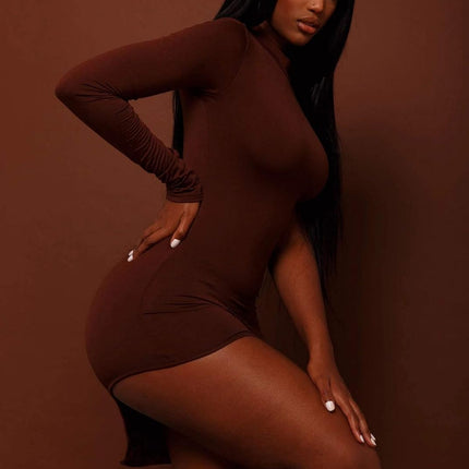 Classy One Shoulder Long Sleeve Bodycon Side Slit Party Dresses Clubwear