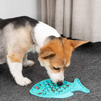 Fish-Shaped Cat Slow Feeder Pet Lick Mat Cat Puzzle Feeder for Dogs & Cats, Fun Alternative to Slow Feeder Cat Bowl, IQ Treat Mat, Anxiety Relief