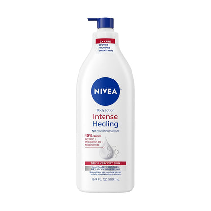 Intense Healing Body Lotion for Very Dry and Itchy Skin with Glycerin, Provitamin B5, and Niacinamide - 72-Hour Moisturizer, 16.9 Fl Oz Pump Bottle