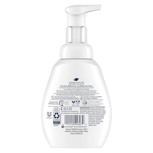 Dove Lavender & Rice Milk Foaming Hand Wash, 10.1 Oz - Pack of 4, Enhanced Moisturization for Dry Skin Protection