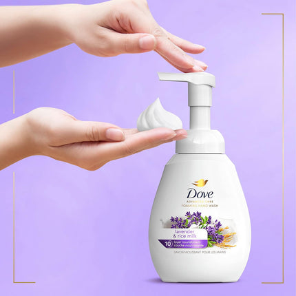 Dove Lavender & Rice Milk Foaming Hand Wash, 10.1 Oz - Pack of 4, Enhanced Moisturization for Dry Skin Protection