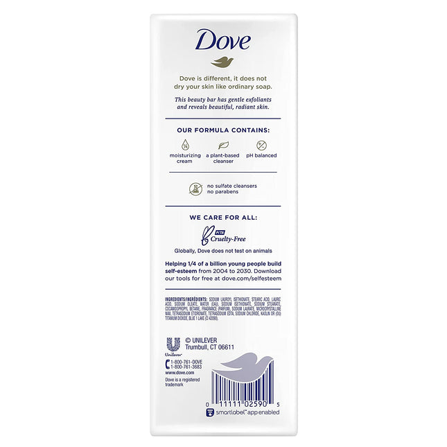 Dove Beauty Bar - Ultra Moisturizing Gentle Exfoliator with Mild Cleanser for Softer, Smoother Skin - 3.75 Oz, Pack of 14