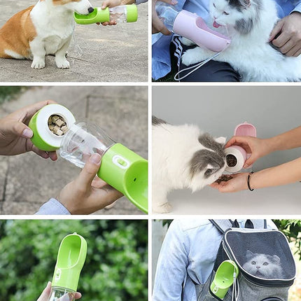 Dog Water Bottle & Food Dispenser, Portable, Leak-Proof, Lightweight, Easy to Clean, Perfect for Walking & Traveling