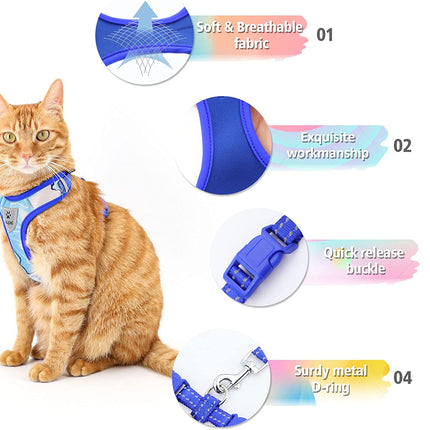 Cat Harness and Leash Escape Proof for Walking, Adjustable Cat Vest Harness and Leash Set for Large and Small Cats Kittens