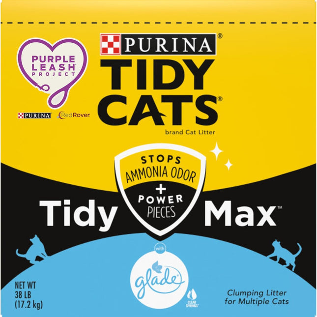 Purina Clumping Cat Litter, Tidy Max Glade Tough Odor Clear Springs Multi Cat Litter - 38 Lb. Box