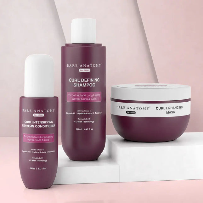 Curl Defining Shampoo (250Ml) + Curl Intensifying Leave-In Conditioner (140Ml) with Coconut Oil & Hyaluronic Acid+Curl Enhancing Hair Mask (250Gm)